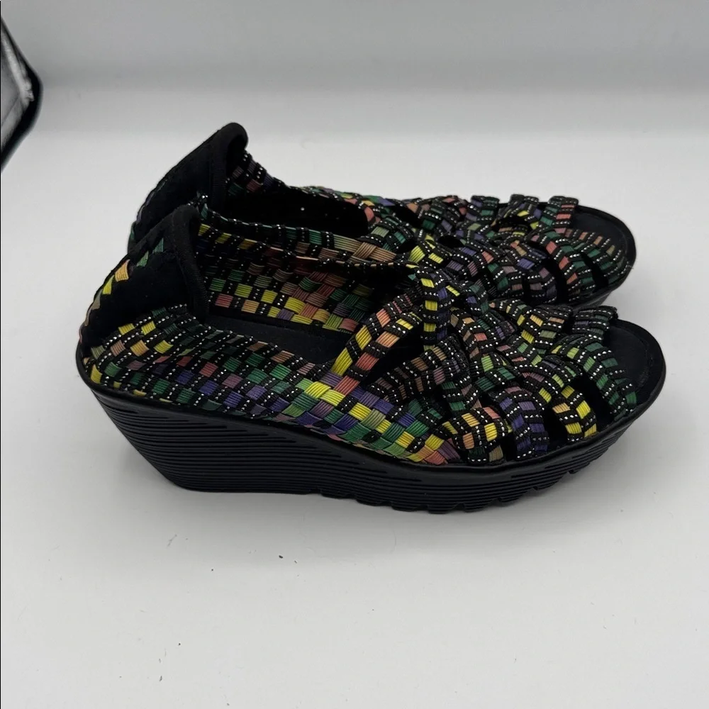 Skechers Parallel Crossed Wires wedge sandals size 5.5 multicolor rainbow